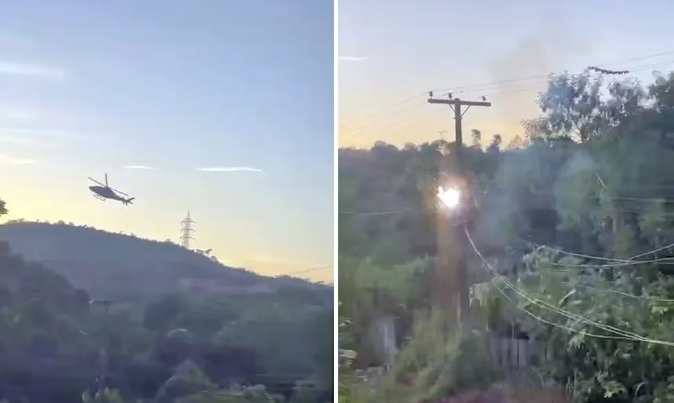 Helicóptero é alvejado e esbarra em fiação no Rio de Janeiro